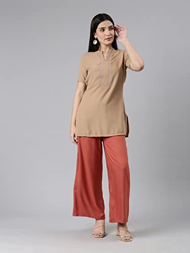 Image of GO COLORS Soft Viscose Basic Palazzo Full Length for Women| Breathable, Mid Rise, Relaxed Fit
