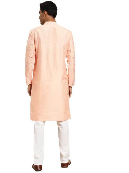 Image of SOJANYA (Since 1958 Men's Cotton Blend Navy Blue & Black Printed Kurta & White Churidar Pyjama Set