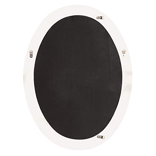 Image of Howard Elliott Collection George Oval Glossy Black Wall Mirror, Oval Bevelled Hanging Wood Framed Vanity Mirrors for Home Decor, Living Room, Bathroom, Bedroom, or Hallway, 25 x 33 Inch