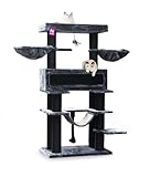 Kratzbaum XXL für große Katzen 5 Goldenfellnase Petrebels Maine Coon Kratzbaum XXL, Lookout 198 cm, Schwarz, Design Kratzbaum für große Katzen, Extrem Stabil, mit 15cm Ø Natur-Sisal Stämme