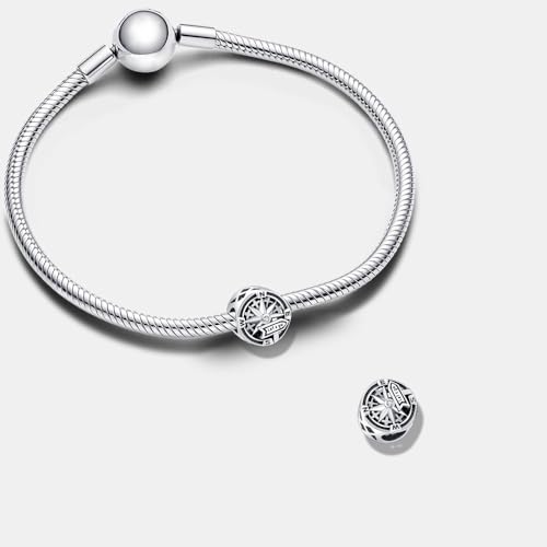 KEQ LET'S GO Travel Compass Charm Fit for Pandora Moment Bracelets 925 Sterling Silver Adventures Backpack Airplane Bead Charm Gift for Women3
