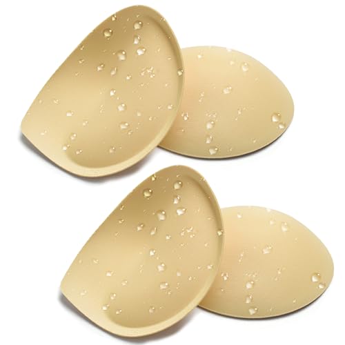 Nimiah Super Thick Push-up Inserts - Waterproof 2 Pairs Sew in Bra Cups for Dress, Breast Enhancer Add Cleavage Instantly in Swimsuits Sports Tops Beige