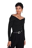 jersey cuello barco zara 100 % poliéster Trendyol Suéter Regular Liso con Cuello Barco Sudadera, Negro, S para Mujer