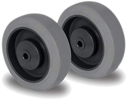 Set di 2 ruote da incasso da 100 mm, in gomma grigia, senza lasciare traccia con accessori per assi, cuscinetti a sfera M10