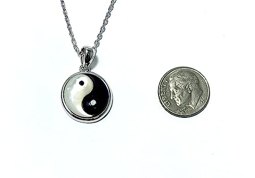 P0963 Yin Yang Onyx with Mother Pearl Sterling Silver Pendant2