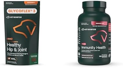 VetriScience Dog Health Bundle: Extra Strength Hip & Joint Chews (120 Count) + Immunity Health Capsules with 23 Antioxidants (120 Count)