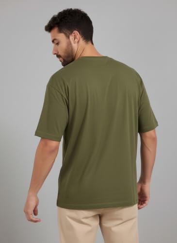 Image of FYLTR Men's Relaxed Fit Oversized T-Shirt | Cotton Blend | Round Neck and Half Sleeves Casual T-Shirt | Comfortable Summer Wear
