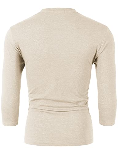 H2H Mens Casual Premium Slim Fit Henley Shirts Lightweight Thin Fabric3