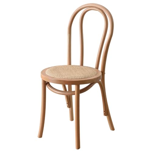 Chaise de salle à manger confortable dossier incurvé bois et rotin anti mal de dos