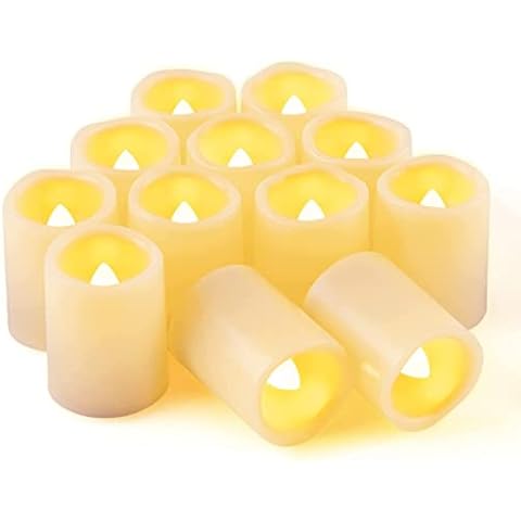CANDLE IDEA 1.5" x 2" Flameless LED Votive Candles 12 Pack, Battery Powered Flickering Electric Outdoor Flameless Tea Lights, Fake Tealight Candle Bulk for Christmas, Thanksgiving Centerpieces Decor Cover