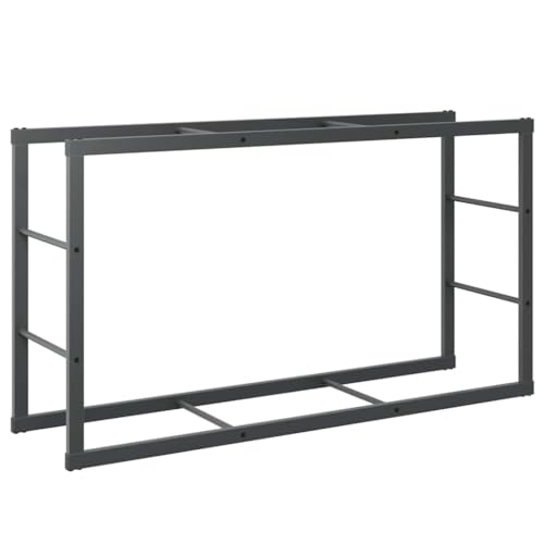 vidaXL Leñero de Acero Negro 110x30x61 cm, Soporte para leña, Estante para leña, Soporte para Troncos para Chimenea, Almacenamiento de leña