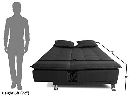 Image of Adorn India Arden 4 Seater Sofa Cum Bed 4 x 6 (Dark Grey) (3 Year Warranty)