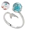 1pc verstelbare vinger ring zeemeermin open ringen 925 sterling zilveren wrap rond gedraaide touwband ringen (blauw)