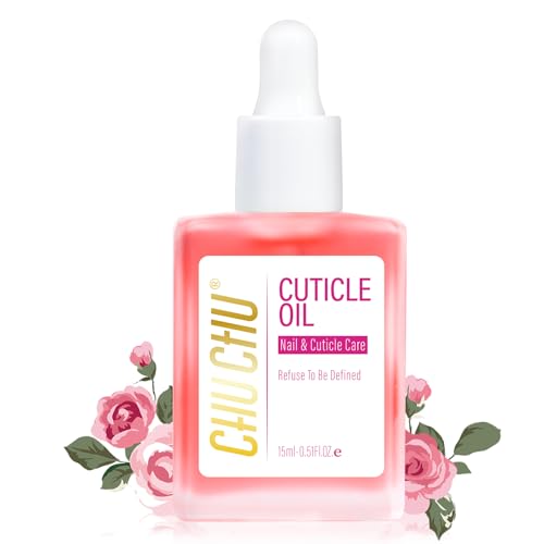 CHUCHU Cuticle Oil for Nails Jojoba Nail Cuticle Oil Contain Vitamin B & E Moisturizes Cuticle and Nails Skin Strengthens Nails Prevents Hangnails and Chapped 15ML (Rose)