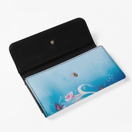 Image of AFPANQZ Turtle Retro Flower Womens Wallet, RFID Slim Wallets for Women, Thin Ladies Credit Card Holder Purse, Cute Leather Bifold Clutch