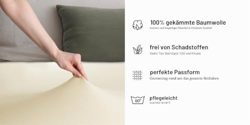 DecoKing Spannbettlaken 140x200 160x200 cm 100% gekämmte Baumwolle Amber – Ansicht 5
