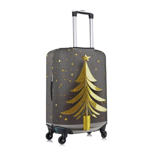 Golden Glitter Christmas Tree Tsa Approved Luggage Cover For 18-32 Inch Suitcases Scratch-Resistant Stretch Luggage Cover3