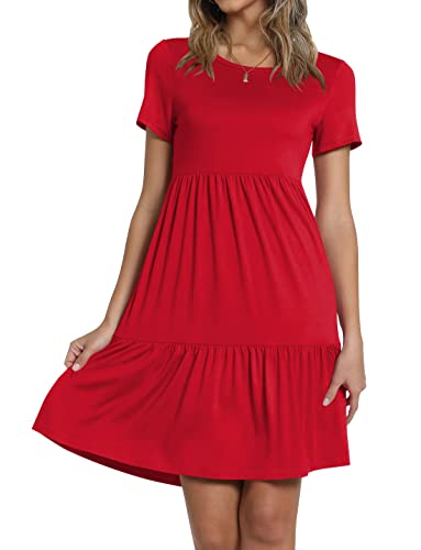 Image of TAOHUADAO 2026 Summer Dresses for Women Short Sleeve Ruffle Casual Sundress with Pockets