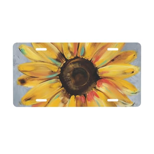 Sunflower Front License Plate Aluminum Decorative License Plates Funny Metal Car Plate 6