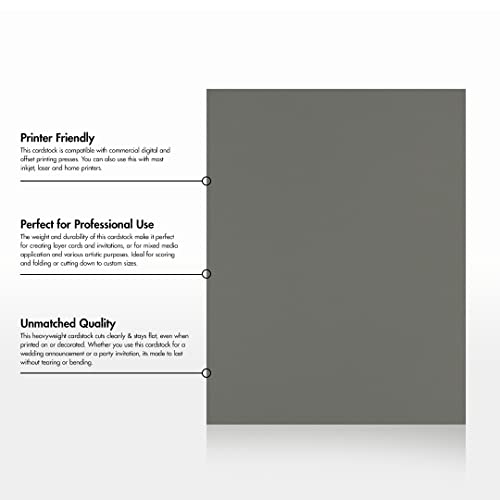 Luxpaper 8.5" X 11" Cardstock | Letter Size | Smoke Gray | 100Lb. Cover (183Lb. Text) | 50 Qty #TOP7