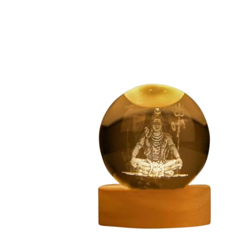3D Crystal Ball Night Lamp with LED Wooden Base | Crystal Globe Light for Mandir, Pooja Room, Bedroom & Home Decor | Gift for Wedding, Anniversary & Diwali Shiv ji-image-7
