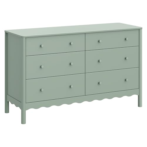 Image of Babyletto Swell 6-Drawer Assembled Baby Dresser, Light Sage | GREENGUARD Gold Certified, 6 Spacious Drawers, Dresser for Bedroom, Living Room & Hallway - Wooden Double Chest of Drawers