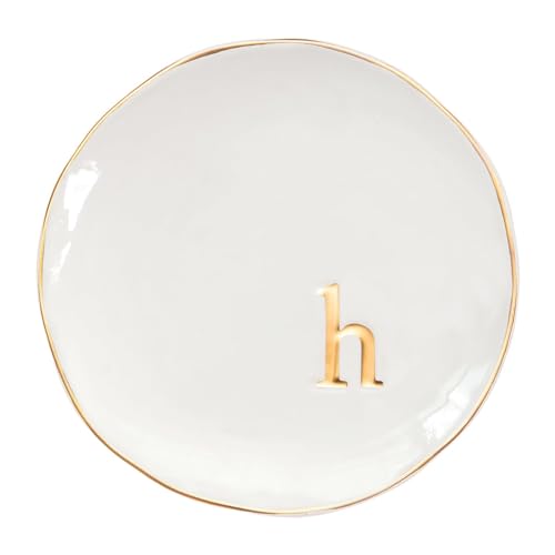 COLLECTIVE HOME - Ceramic Jewelry Tray, Decorative Trinket Dish for Rings Earrings Necklaces Bracelet Watch Keys, Birthday Mother's Day Christmas Gift for Women, 4.75", Glossy (h)