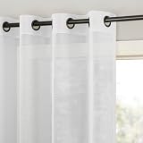 Archaeo Slub Textured Linen Blend Grommet Top Curtain, 52" W x 63" L, White