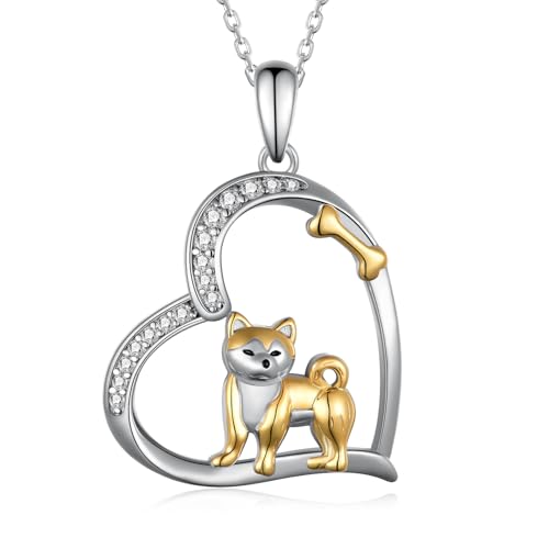 Dog Necklace 925 Sterling Silver Corgi/Shiba Inu/Pug/Dachshund/Yorkie Necklace Pug Gifts for Pug Lovers Yorkie/Corgi Jewelry for Women