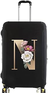Initial Letter Printed Design Travel Trolley Case Cover Protector Washable Suitcase Cover Luggage Storage Covers for 18-28 Inch Luggage Cover (L (26-28 inch Luggage), Black)