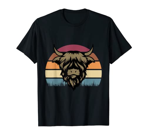 T-shirt humoristique pour amateur de vache, duveteux, rétro, motif vache des Highland T-Shirt