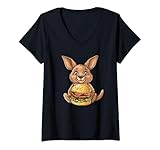 Mujer Lindo canguro hamburguesa Camiseta Cuello V