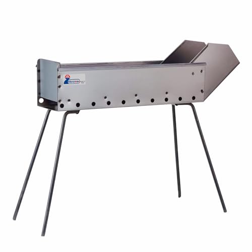 Mistermoby Fornacella Barbecue Canaletta per Arrosticini, Spiedini, Salsicce, Souvlaki, Kebab, pesce, pane - 50 CM con becco - Made in Italy - Artigianale e Compatta