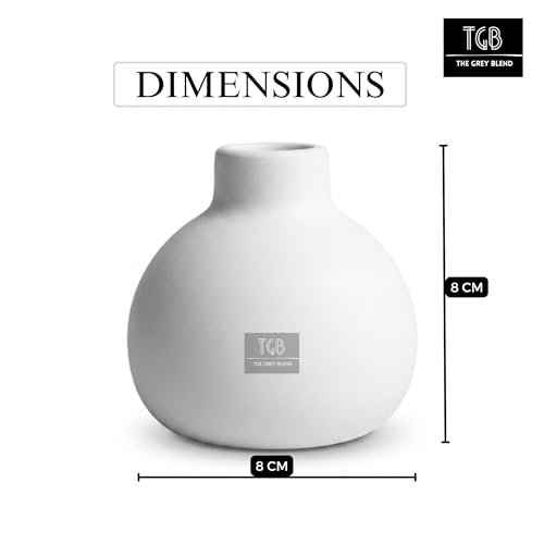 Image of Small Vase & Mini Bud Vase for Home Decor, White Handmade Concrete Flower Vase for Coffee Table, Shelf, Desk & Bedroom | Matte Finish (8x8 cm)