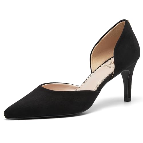 Closed Pointed Toe Heels for Women 3 Inch Pumps Kitten Dress Shoes Elegantes Comfortable Classic Wedding Party D'Orsay Work Shoes
