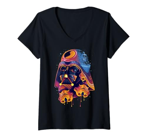 T-shirt Star Wars Femme V-Neck Darth Vader Drip Multicolore en Coton Confortable
