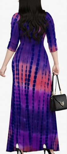 Image of Women's Church Maxi Wrap V Neck 3 /4 Sleeve Tie Waist Plus Size Long Dress | Flattering wrap V-neck design enhances curves. High elastic tie waist accentuates the slimmest part, hides tummy.