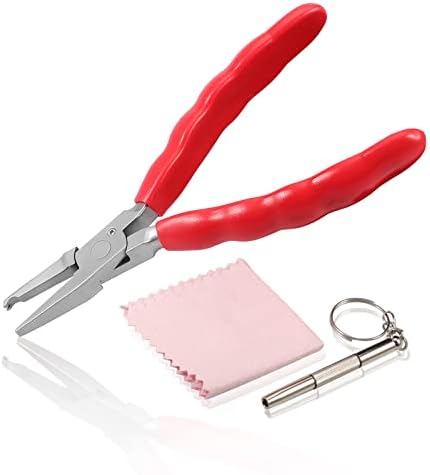 LEONTOOL 6 Inches Half Round Pliers Nylon Jaw Eyeglasses Frame Pliers Eyeglasses Repairing Plier Adjusting Eyeglass Arms Frame Pliers Optical Hand Tool with Screwdriver and Glasses Cloth