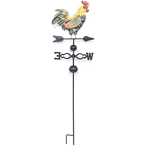 Girouette en métal multicolore avec grand ornement de coq pour toiture