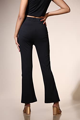 Image of Leriya Fashion Women's Western Trouser Pant | Solid Stretchy Lycra Tapered Trousers with 2 Front Pockets | Regular Fit Trouser for Professionals | Casual | Wear for Ladies