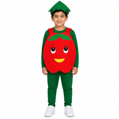 Image of Raj Costume Kids Mango Fruit Costume Apron with Cap for Boys & Girls | Cute Yellow Cutout Fancy Dress | Soft Felt Fabric | Role Play Outfit