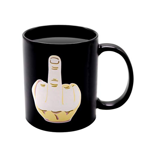 OJBK Heat Changing Coffee Mug - Add Coffee or Tea and The Middle Finger Appear - 11 Ounce Funny Coffee Mug - Perfect Mug for Family and Friend - Comes in a Fun Gift Box