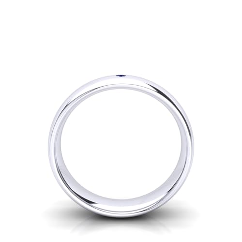 Model obrączek ślubnych Comfort grubość 5 mm, rozmiar palca 14, dostępny w 18-karatowym białym złocie (750) z naturalnym niebieskim szafirem 0,01ct błyszczące cięcie, Misura dito 14, Metal, Niebieski