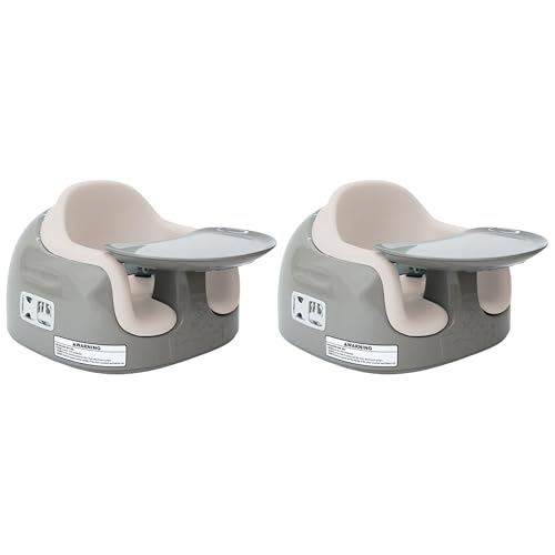 Image of Bumbo 2 Pack 3-in-1 Multi-Seat for 6 to 36 Months, Travel Baby Feeding & Play Floor Seat, All-in-One Portable Booster with Tray & Toddler High Chair, Breige /White Sand
