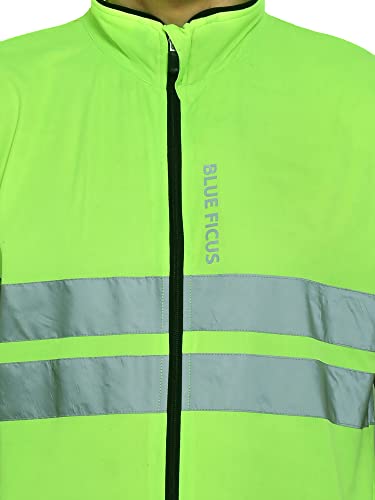 Image of Reflective Cycling Jacket Windproof Bike Jacket Coat for Running Hiking Walking Night Jacket with reflective strips for safety