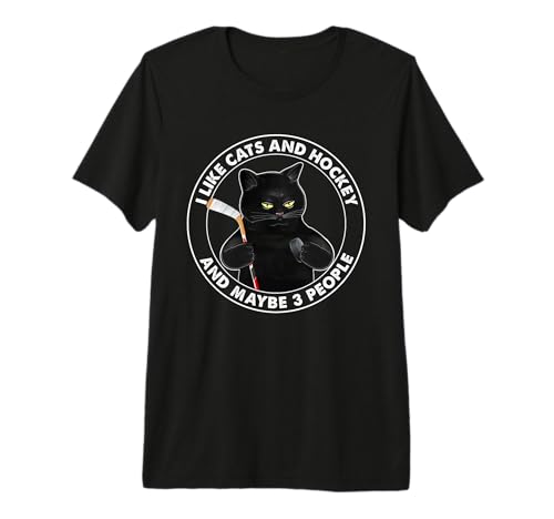 I Like Cats and Hockey and Maybe 3 People Funny Black Cats Premium Tri-Blend T-Shirt