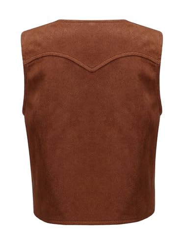 Kids Western Rodeo Cowboy Fringe Open Front Vest Coat Theme Party Dress Up4