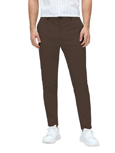 Image of AVANOVA Men's Classic Dress Pants with Side Pockets | Solid Tapered Suit Trousers, Business Formal Office Wear Regular Fit Pants, Stretchable Blend Slim Carrot Fit (Trouser 255)
