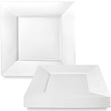 Lillian Collection Squares Pearl Premium Plastic Appetizer Plates - 8