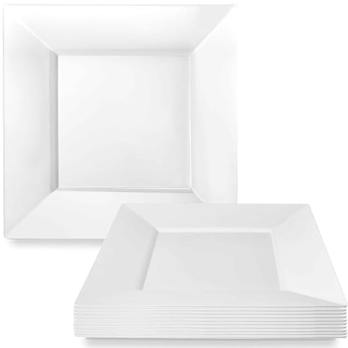 Lillian Collection Squares Pearl Premium Plastic Appetizer Plates - 8